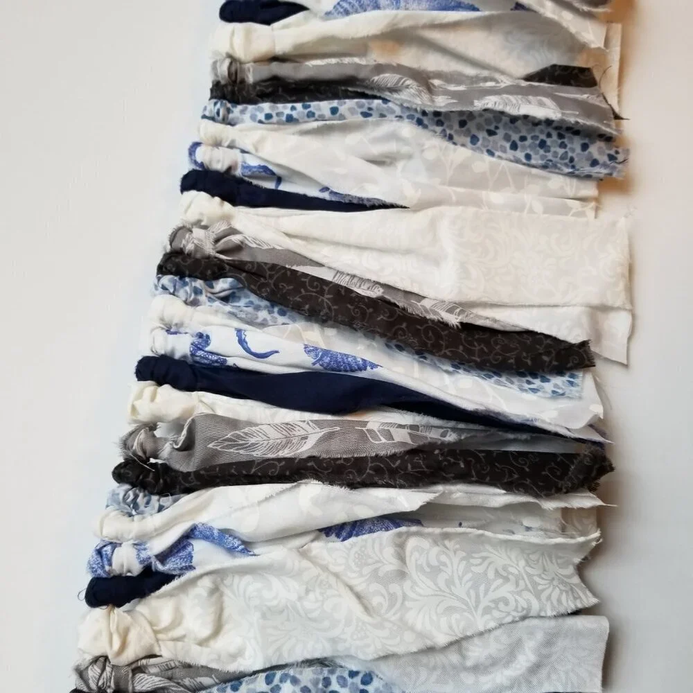 Fabric Banner Wall Hanging | Cubicle Decor, Fabric Garland | Blue Bohemian | 7'